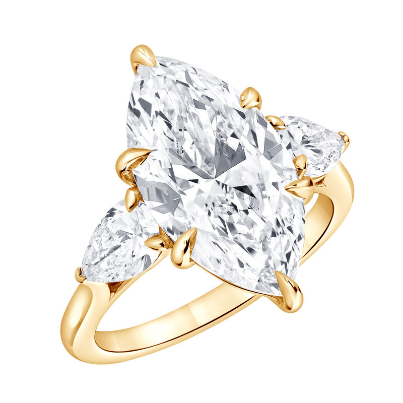 Marquise Lab Grown Diamond 6ctw. Three Stone Engagement Ring in 14k Yellow Gold image number null